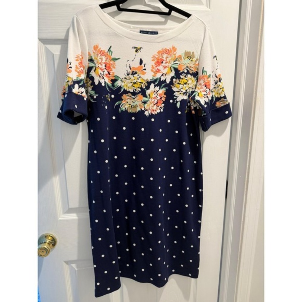 Karen Scott Sport Floral Polka Dot Bee Dress Intrepid Blue Medium 100118610MS